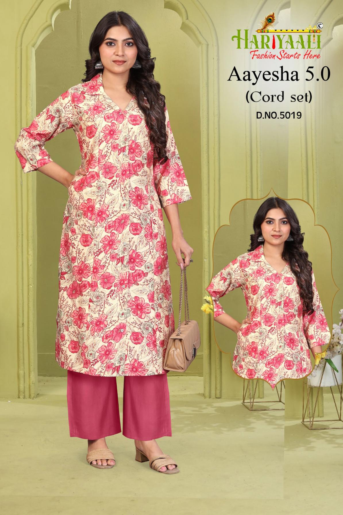 HARIYAALI AAYESHA VOL 5 READYMADE VERTICAN SILK COMBO KURTI WITH PAIR