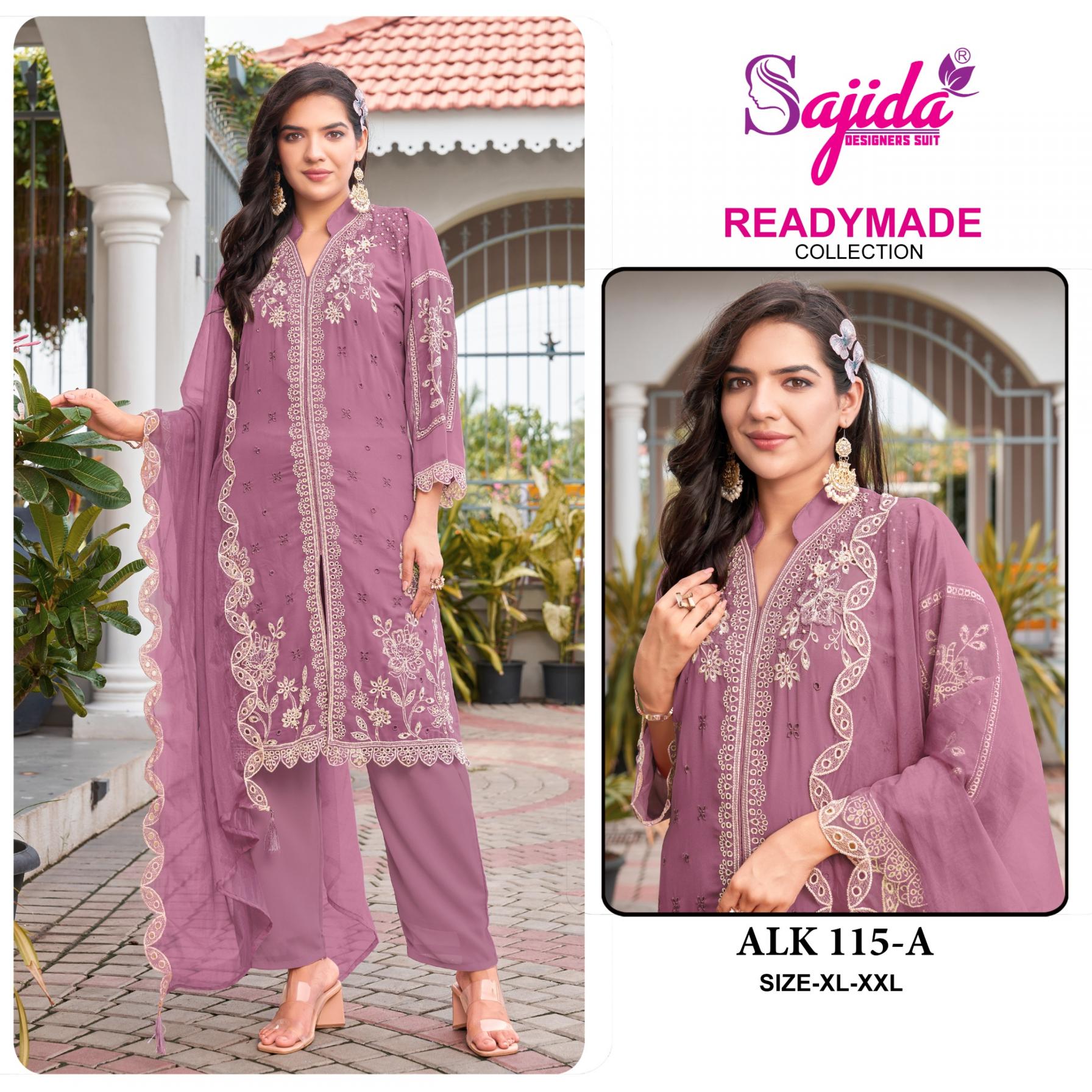 SAJIDA DESIGNER ALK 115 FULL STITCH DESIGNER GEORGETTE PAKISTANI SUITS 