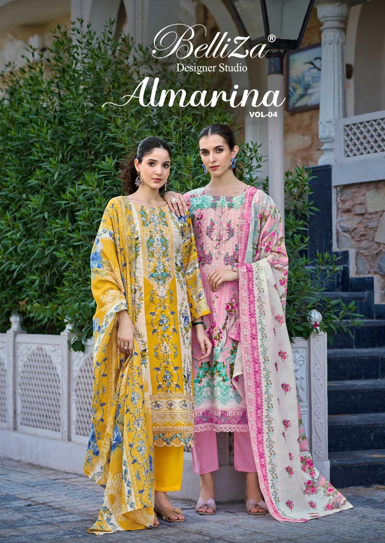 BELLIZA DESIGNER ALMARINA VOL 4 COTTON PAKISTANI UNSTITCH SALWAR KAMEEZ 