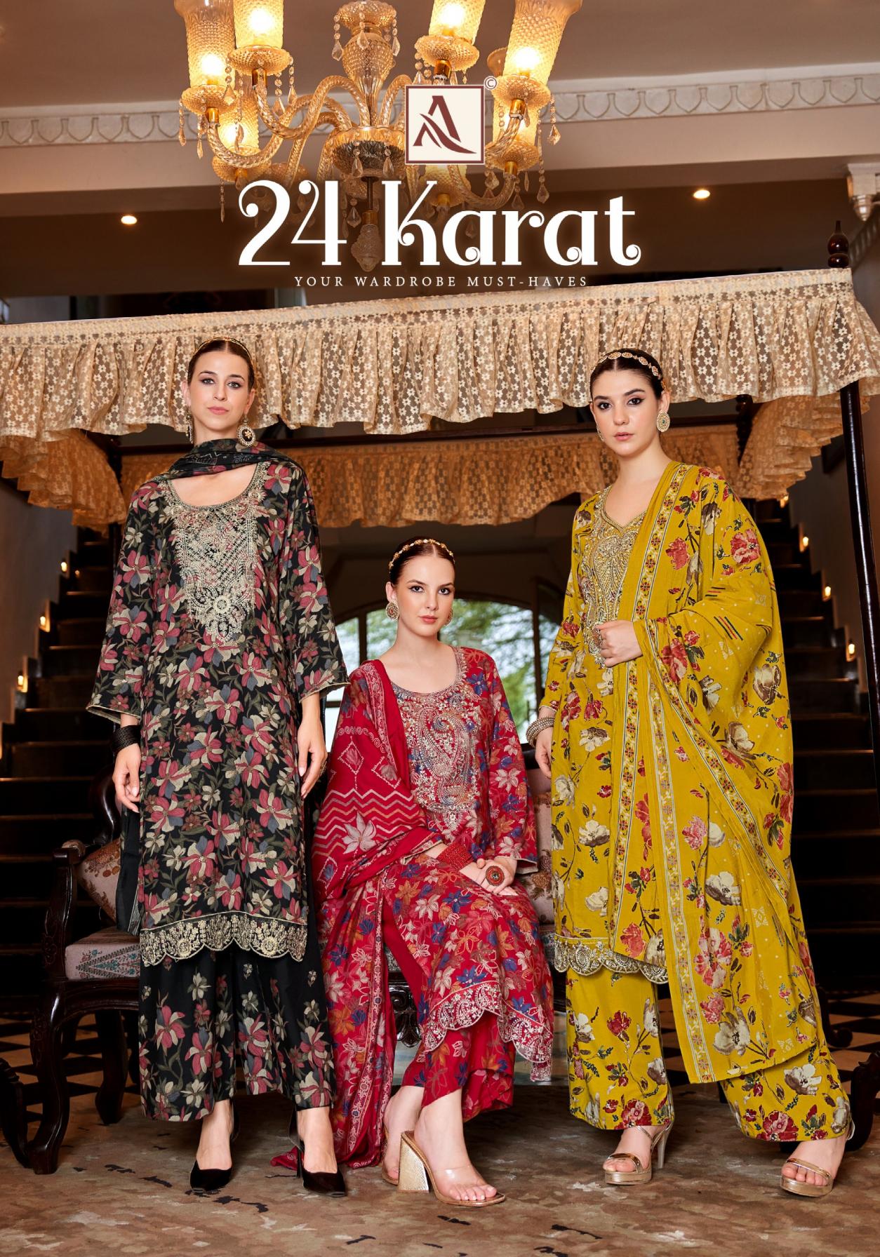 24 KARAT BY ALOK VISCOSE RAYON DAILY WEAR PAKISTANI SUITS 