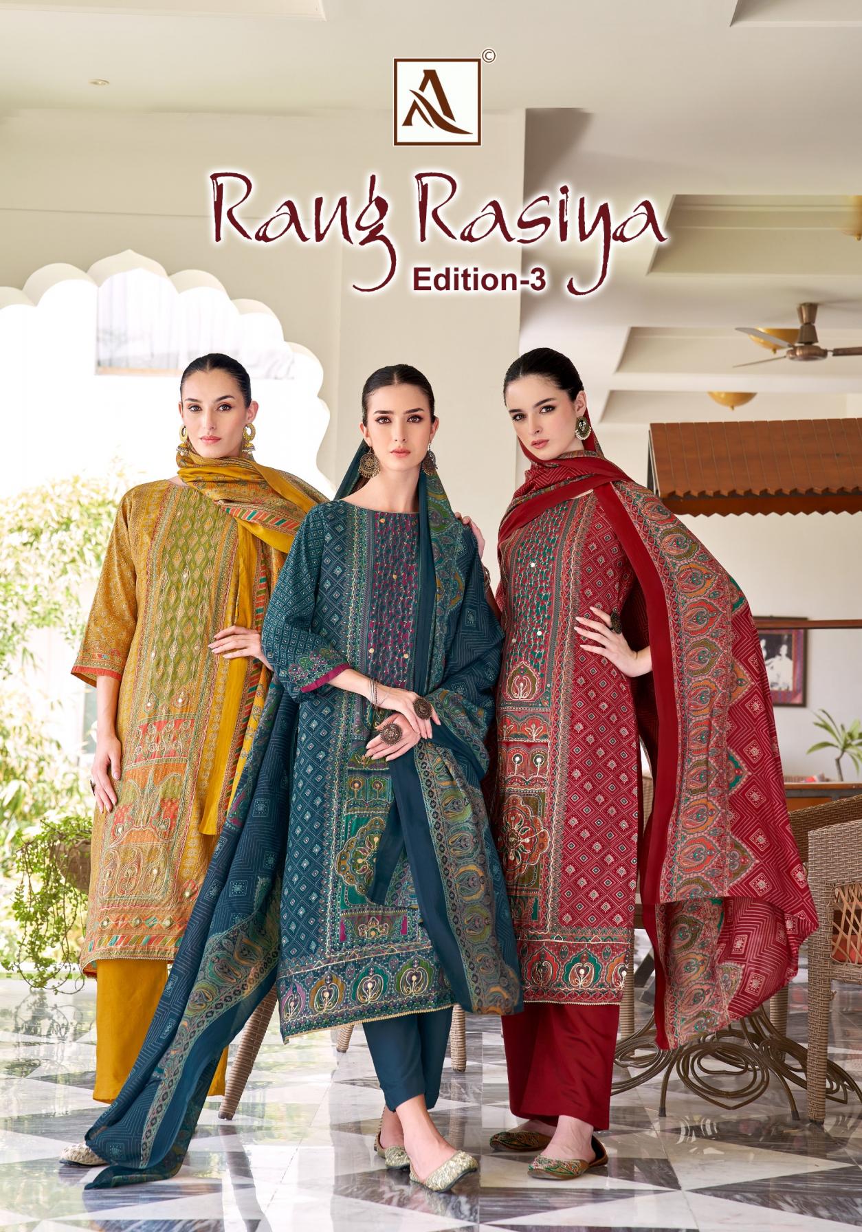 RANG RASIYA VOL 3 BY ALOK STYLISH MUDAAL DISCHARGE PAKISTANI 3PCS DRESS
