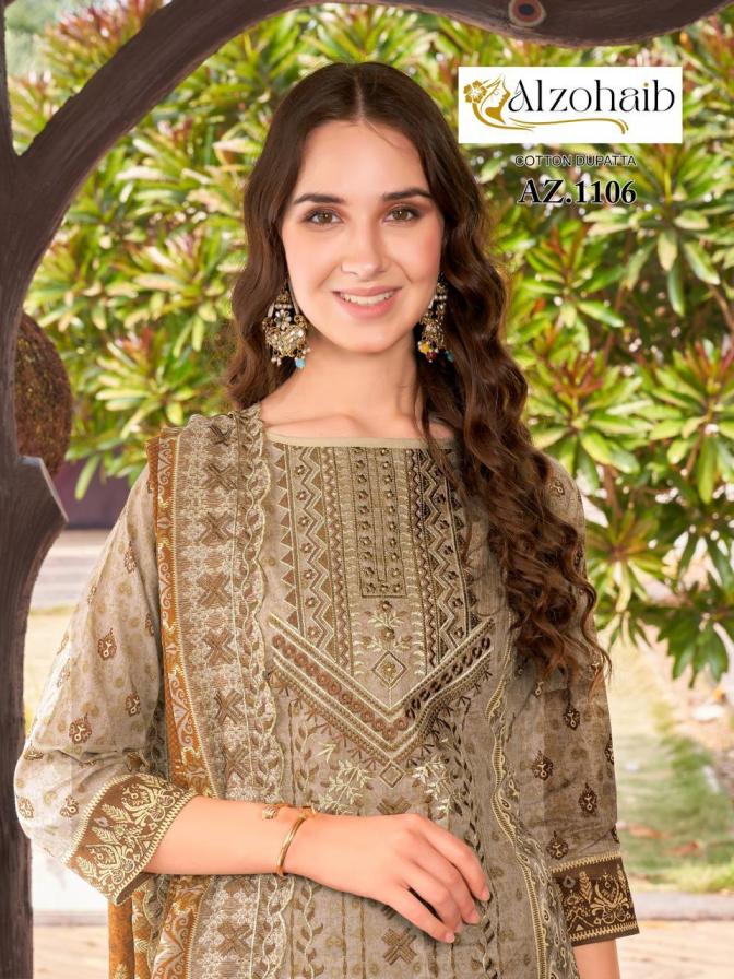 ALZOHAIB 1106-1111 COTTON CLASSIC PAKISTANI UNSTITCH SUITS  