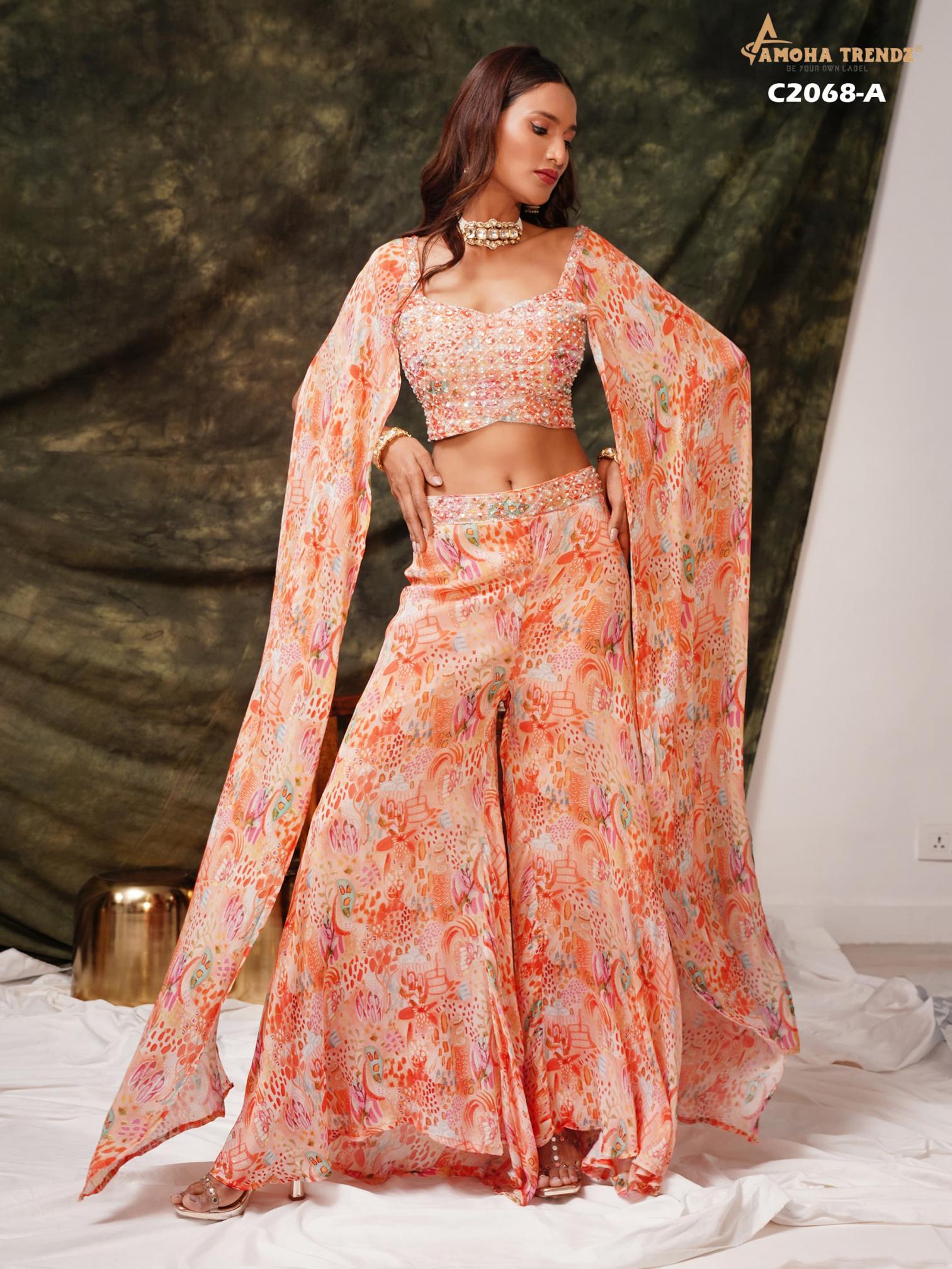 C2068 BY AMOHA TRENDZ CHINON HIT DESIGN FULL STITCH CROP TOP 