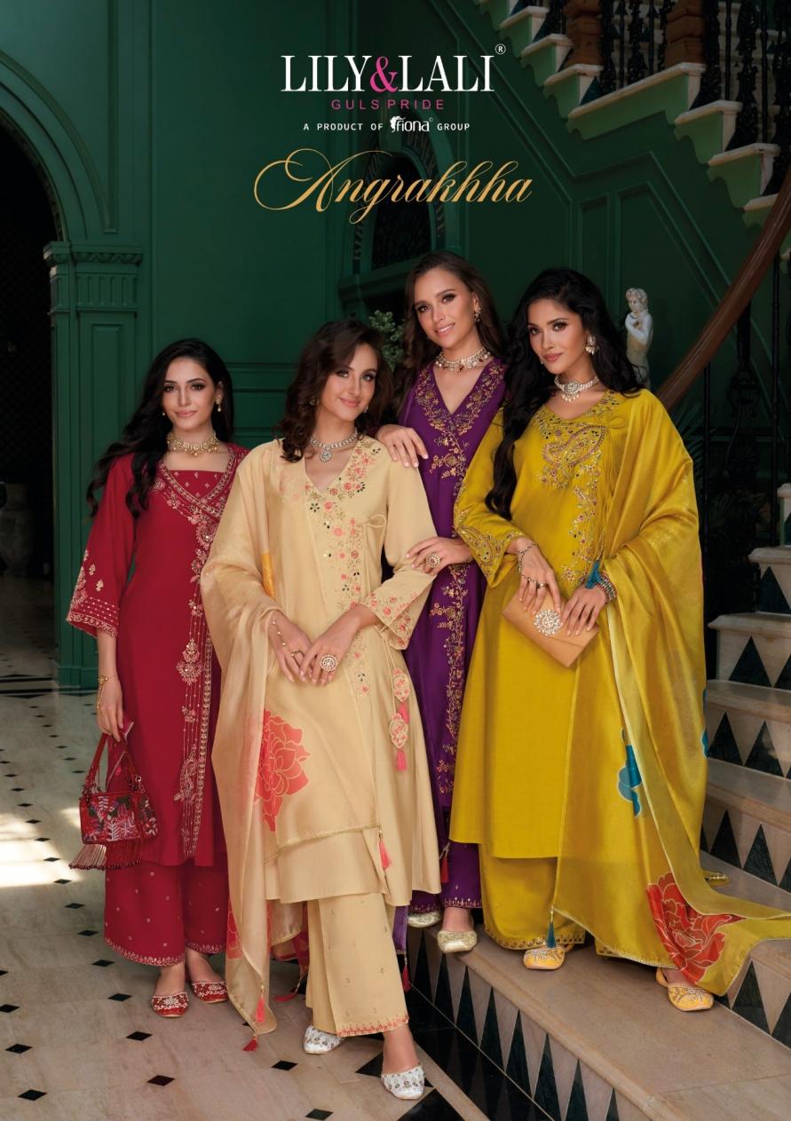 LILY & LALI ANGRAKHHA ROMAN SILK READYMADE TRADITIONABLE PLAZZO SUITS 