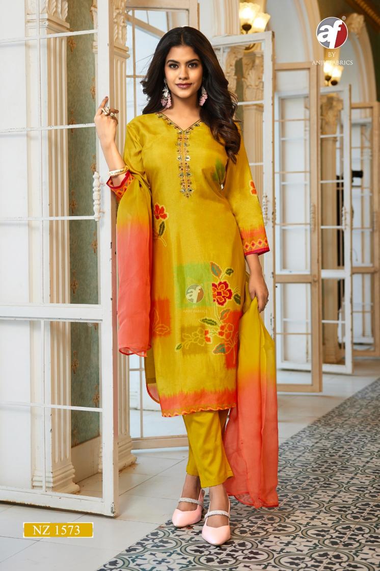 NZ 1573 BY ANJU FAB FULLY STITCH DOLA SILK DESIGNER COMBO 3PCS DRESS