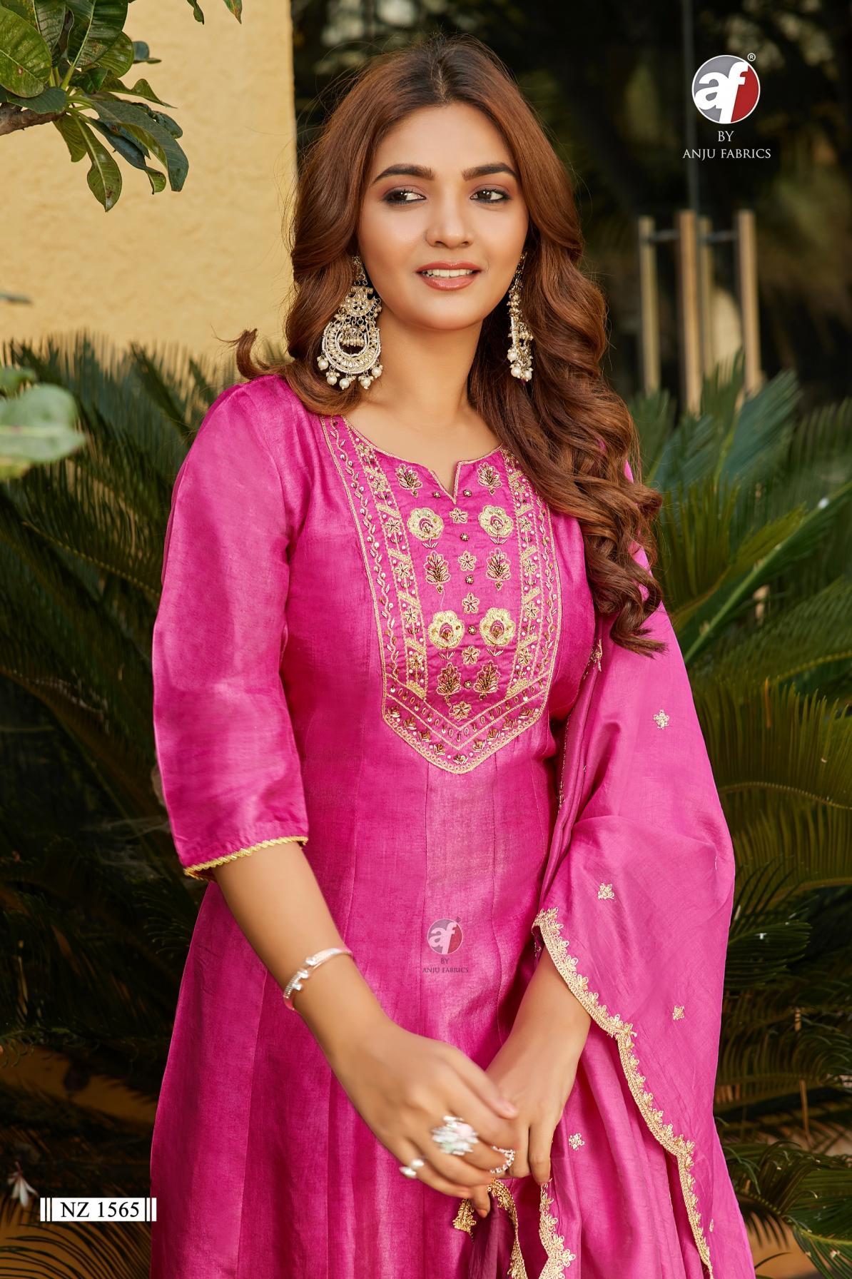 NZ 1565 BY ANJU FAB READYMADE DOLA SILK STYLISH COMBO SUIT FOR WOMENS 