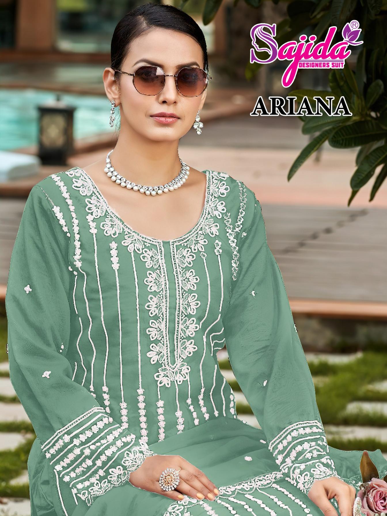 SAJIDA DESIGNER ARIANA 1074 ORGANZA PAKISTANI FULL STITCH PLUS SIZE 3PCS DRESS