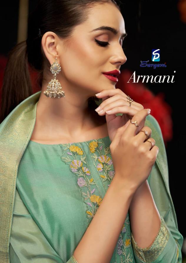 SARGAM PRINTS ARMANI UNIQUE VISCOSE WOVEN SILK JACQUARD SUITS ONLINE 