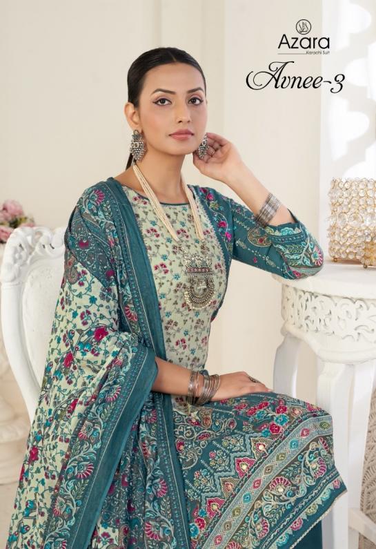 AVNEE VOL 3 BY AZARA RADHIKA FASHION 3PCS UNSTITCH SUITS 