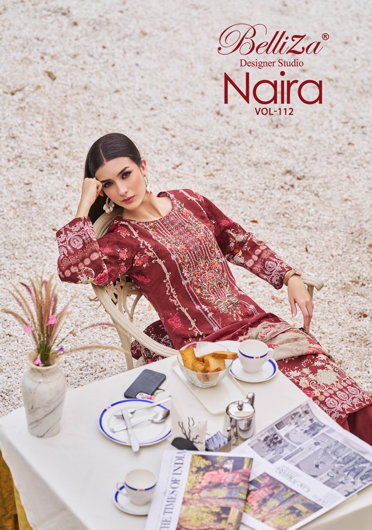 NAIRA VOL 112 BY BELLIZA DESIGNER COTTON MODERN PAKISTANI SUITS 