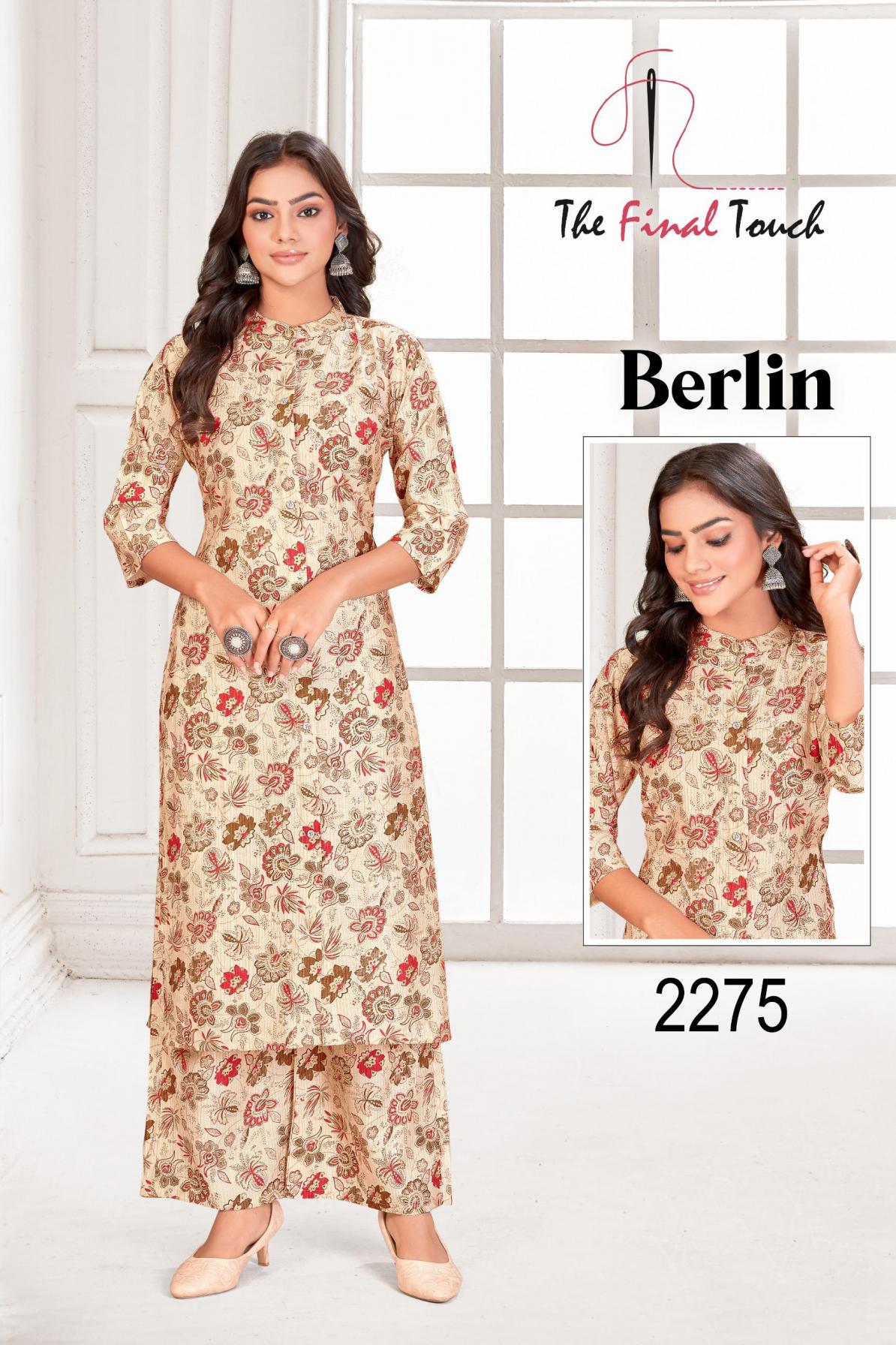 THE FINAL TOUCH R R FASHION BERLIN CLASSIC FULL STITCH COMBO KURTI WITH PAIR 