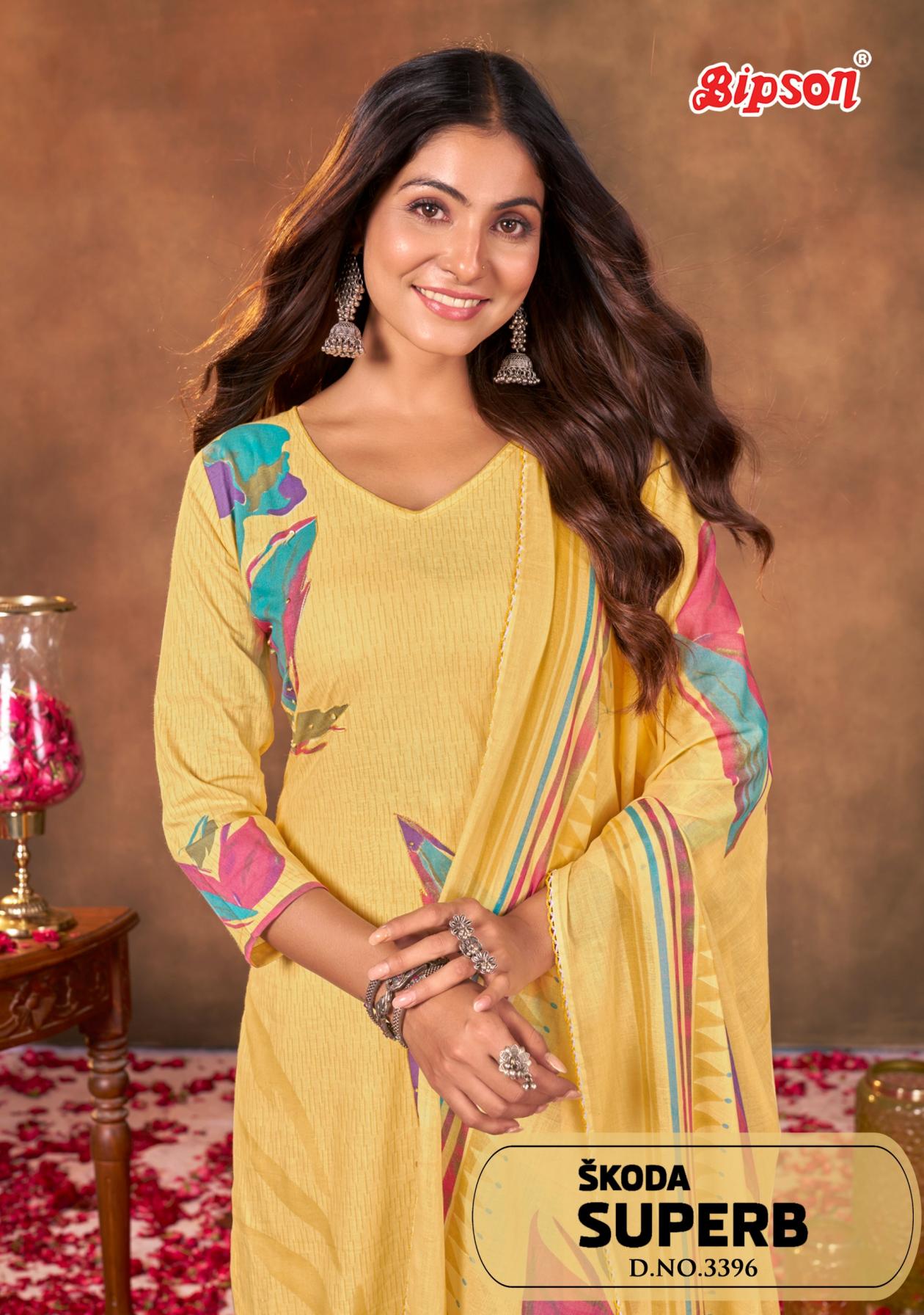 SKODA SUPERB 3396 BY BIPSON PRINTS COTTON STYLISH DRESS MATERIAL ONLINE 