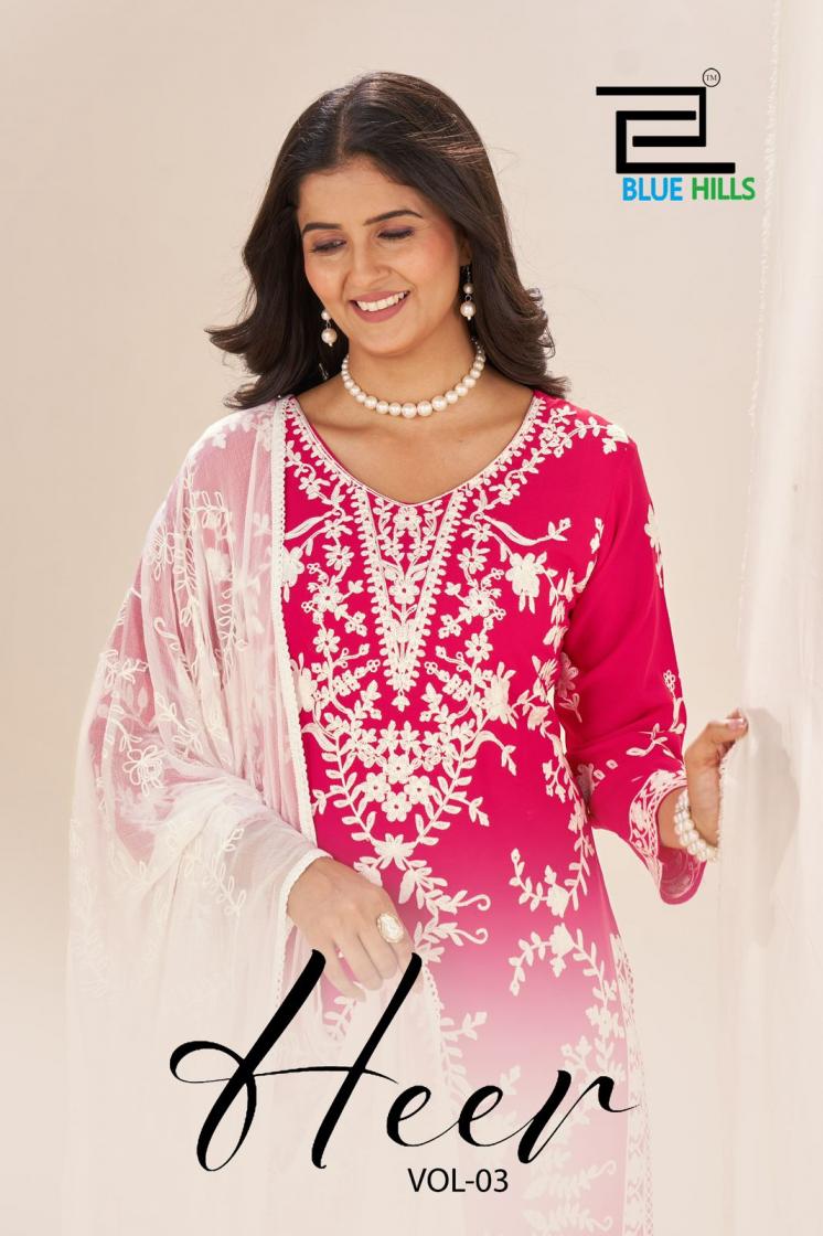 HEER VOL 3 BY BLUE HILLS RAYON FULL STITCH PLUS SIZE PLAZZO SUITS 