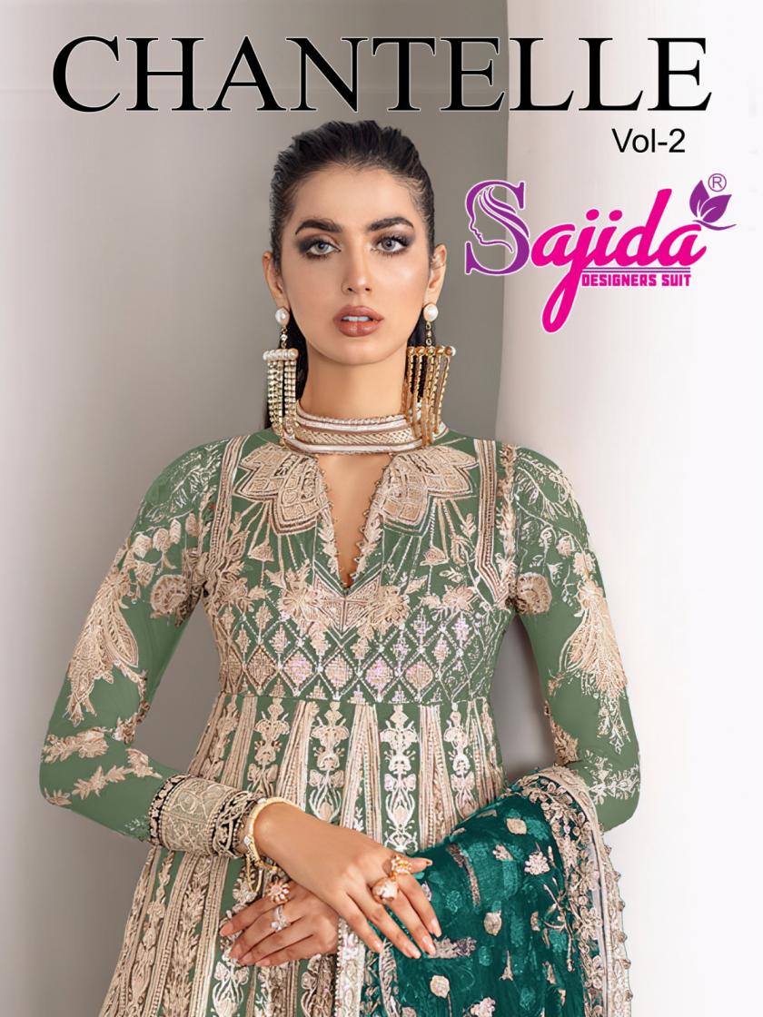 SAJIDA DESIGNER CHANTELLE VOL 2 READYMADE BUTTERFLY NET PLUS SIZE PAKISTANI SUITS