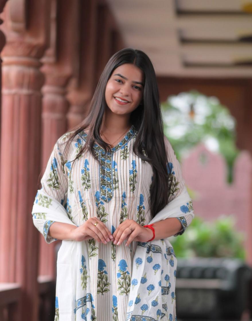 COTTON PRINT ANARKALI SHOP TRENDY FULL STITCH PLUS SIZE COMBO 3PCS DRESS