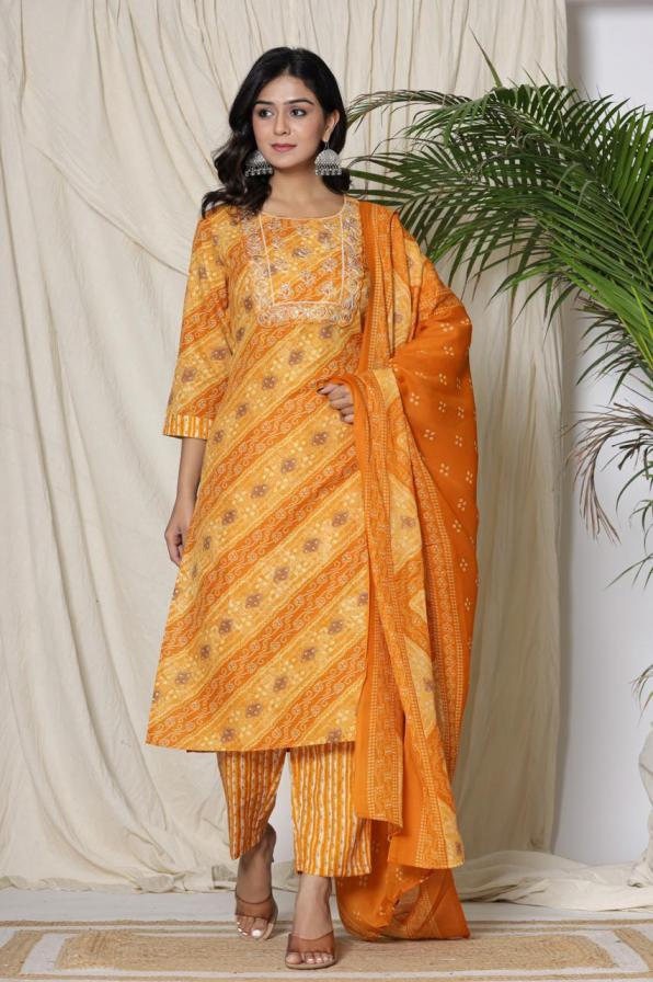 COTTON DAILY WEAR FULL STITCH COMBO KURTI PANT DUPATTA SETS 