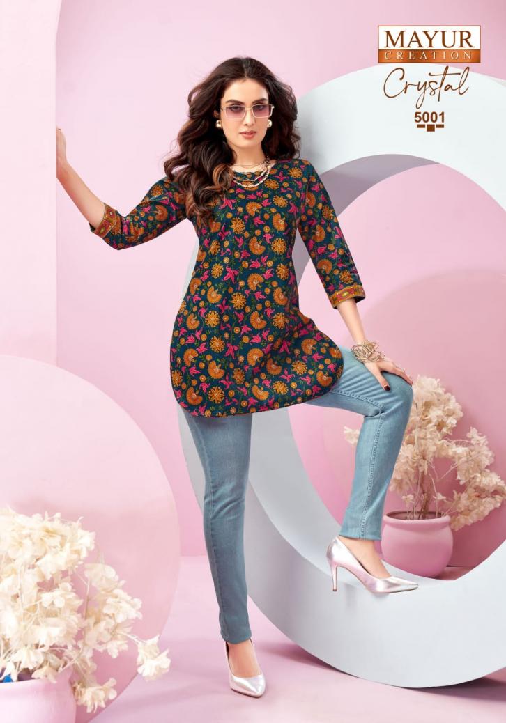 MAYUR CREATION CRYSTAL VOL 5 REAYMADE POPLIN COTTON PLUS SIZE SHORT KURTI      