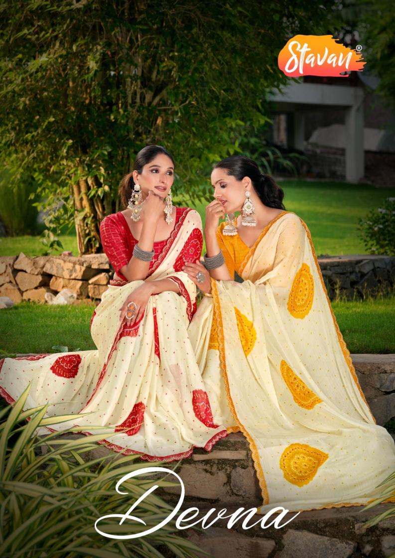 STAVAN LAUNCH DEVNA CHIFFON AMAZING EMBROIDERED SAREES 