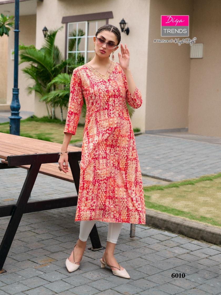 GARDENCITY VOL 6 BY DIYA TRENDS RAYON STYLISH READYMADE PLUS SIZE COMBO LONG KURTI 