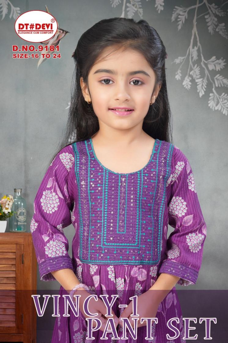 VINCY VOL 1 PANT SET BY DT DEVI 9181 VETICAN FULL STITCH COMBO KIDS SUITS 