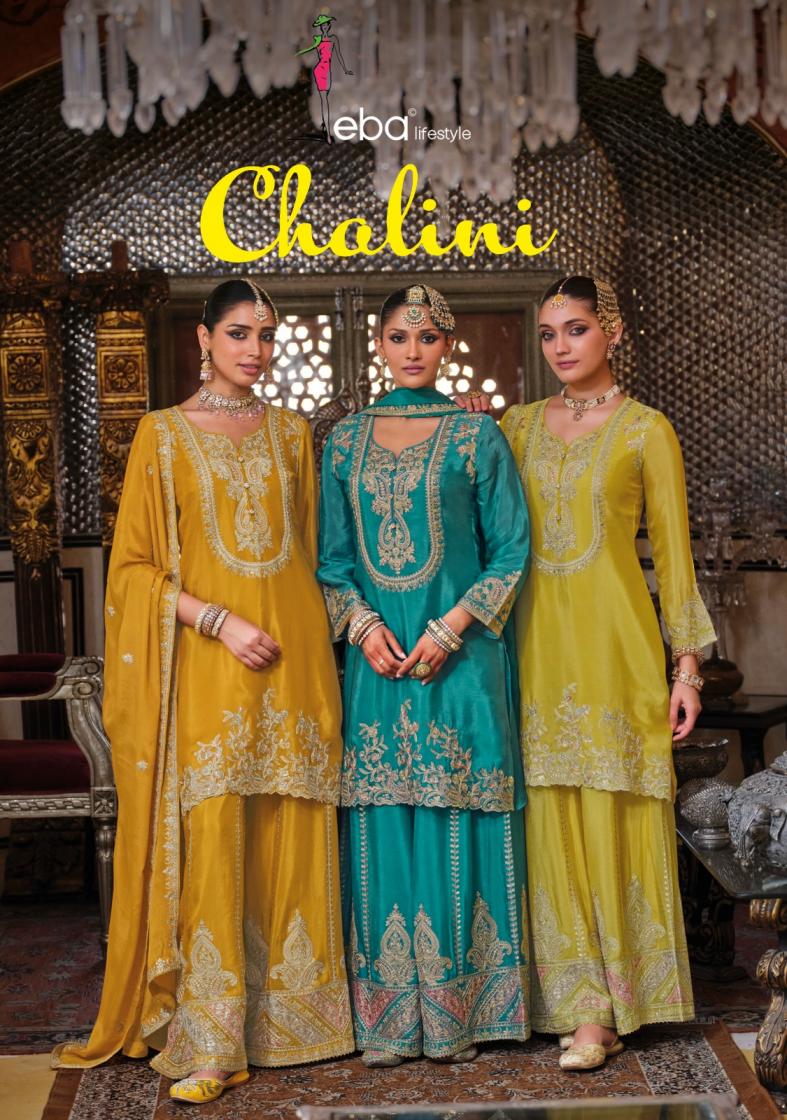CHALINI BY EBA LIFESTYLE CHINON READYMADE PARTY WEAR PLAZZO SUITS 