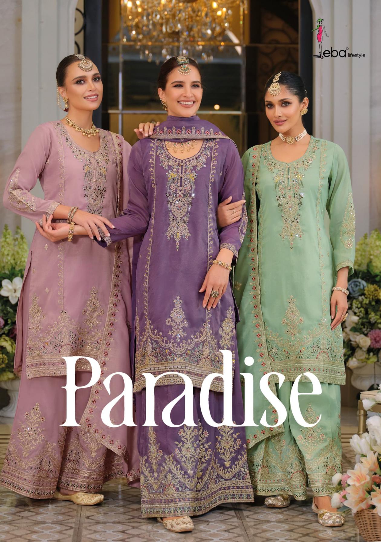PARADISE BY EBA LIFESTYLE SIMAR ATTRACTIVE LOOK FULL STITCH PLAZZO SUITS 