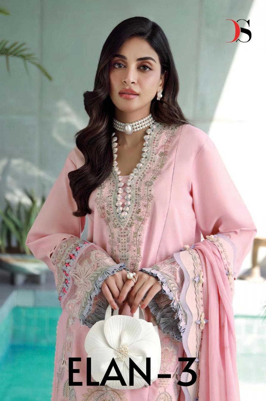 DEEPSY SUITS ELAN VOL 3 LAWN COTTON PAKISTANI PRINT UNSTITCH SUITS  
