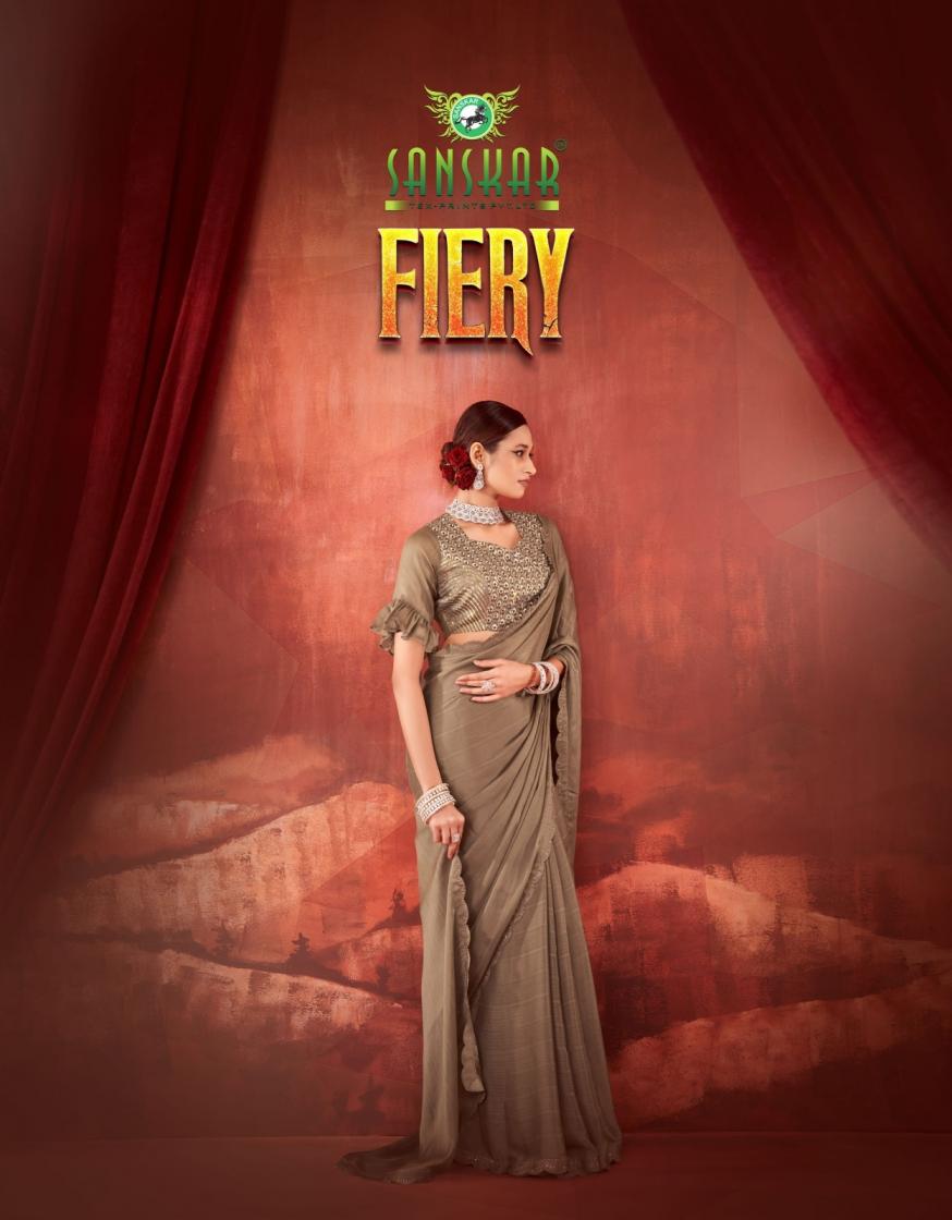 SANSKAR TEX PRINTS FIERY AMAZING CHIFFON KHATLI WORK SAREE EXPORTS 