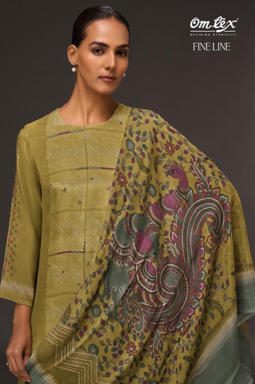 OMTEX PRESENTS FINELINE PAKIZA SILK FANCY UNSTITCH 3PCS DRESS