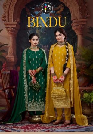 BINDU BY FOURDOTS ATTRACTIVE ORGANZA CRUSH UNSTITCH SUITS 