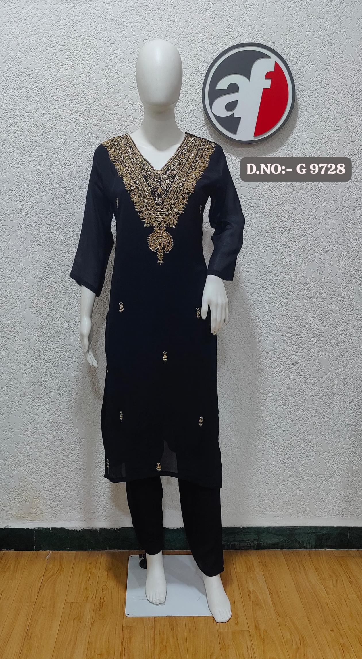 ANJU FAB G 9728 READYMADE CLASSIC CHINON COMBO LADIES SUITS 