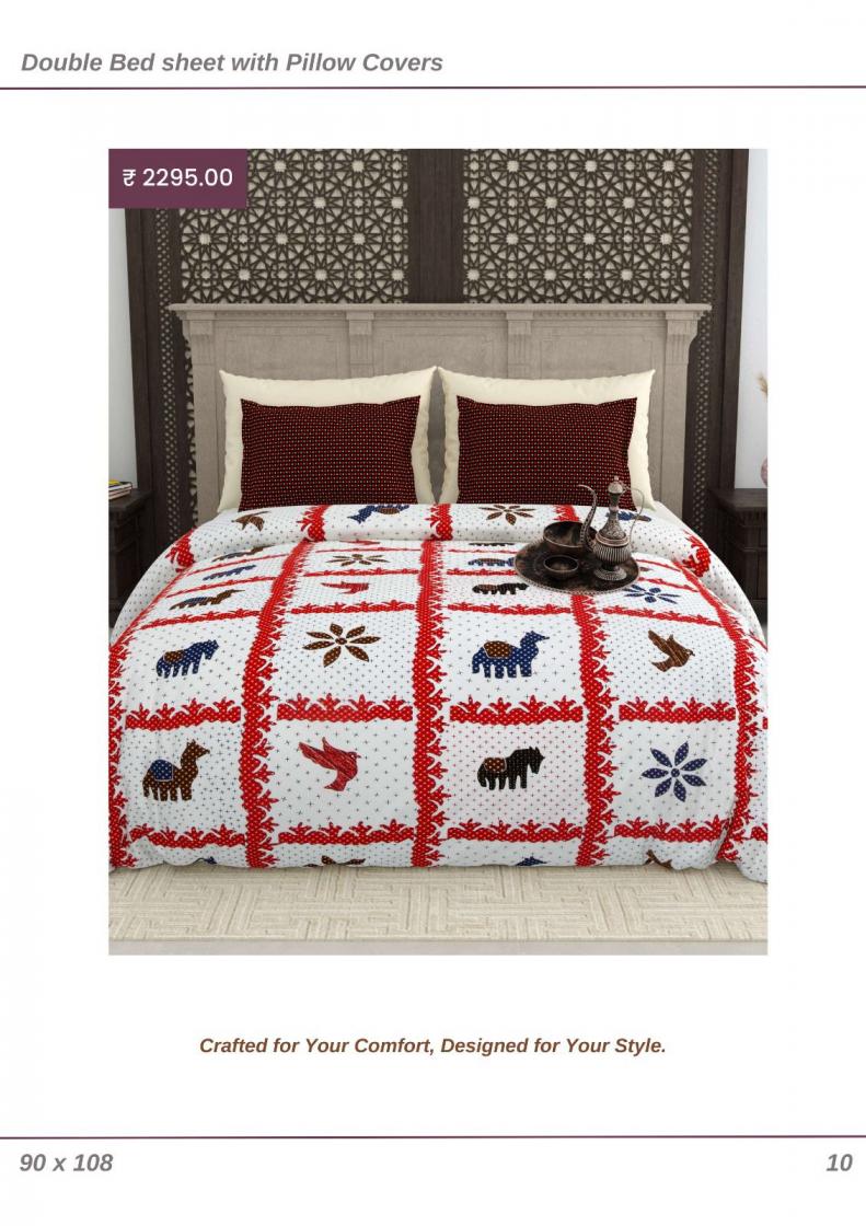 GUJRI COTTON READYMADE DOUBLE BEDSHEETS WITH 2 PILLOW COVERS FOR FESTIVALS 