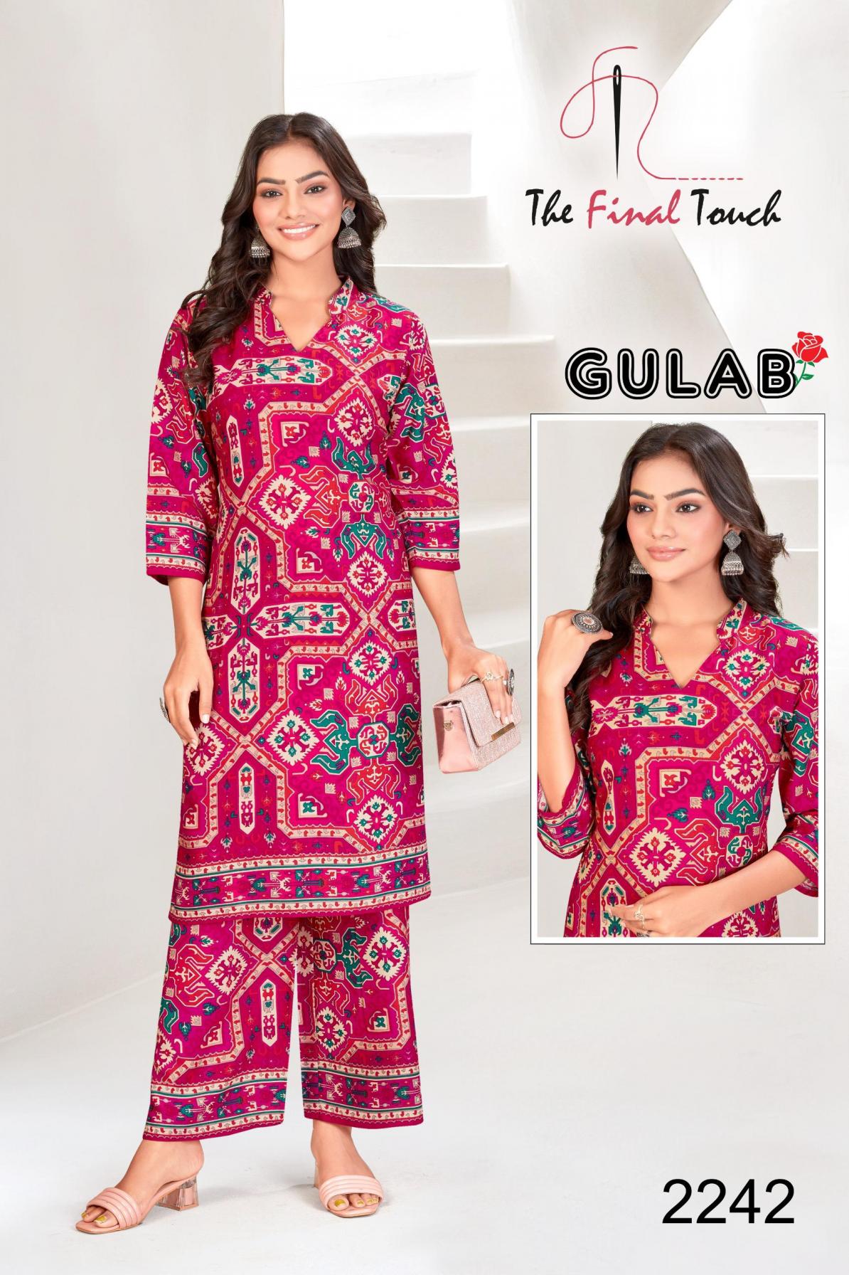 THE FINAL TOUCH R R FASHION GULAB DAILY WEAR FULL STITCH RAYON CO-ORD 
