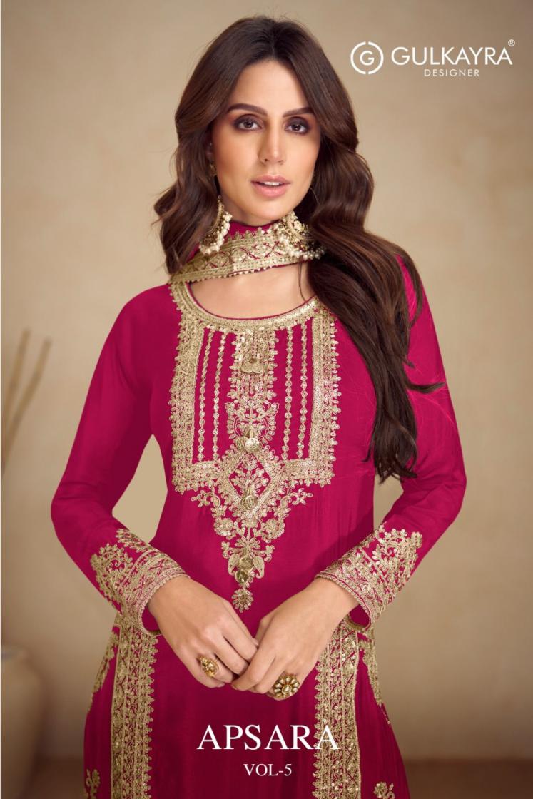 APSARA VOL 5 BY GULKAYRA DESIGNER READYMADE CHINON PLAZZO SUITS 