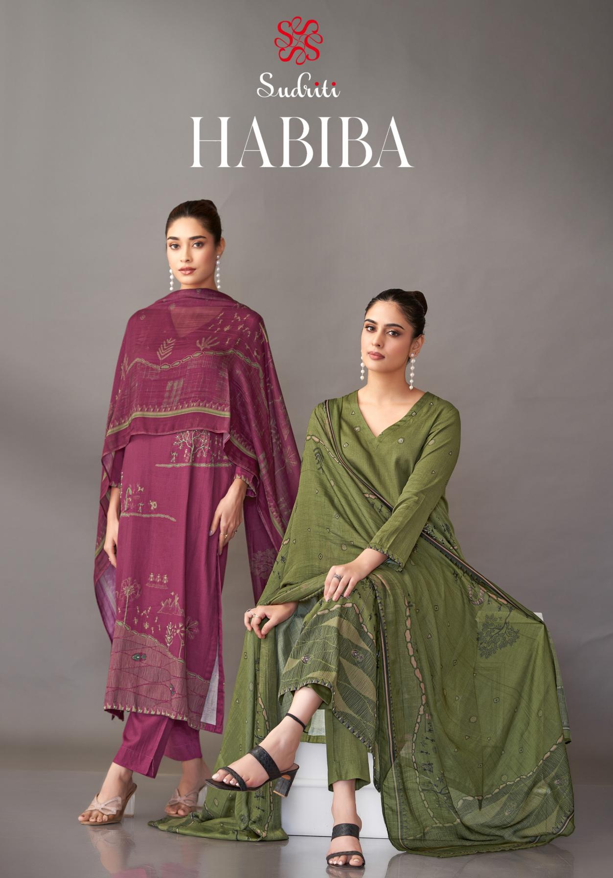 SUDRITI SAHIBA HABIBA ELEGANCE ITALIAN SATIN DRESS MATERIALS 
