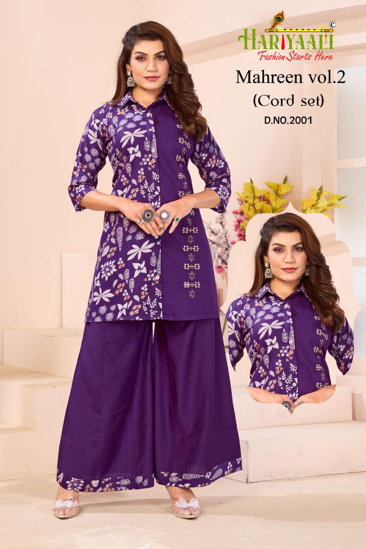 MAHREEN VOL 2 BY HARIYAALI VERTICAN FULL STITCH COMBO CO-ORD SET 