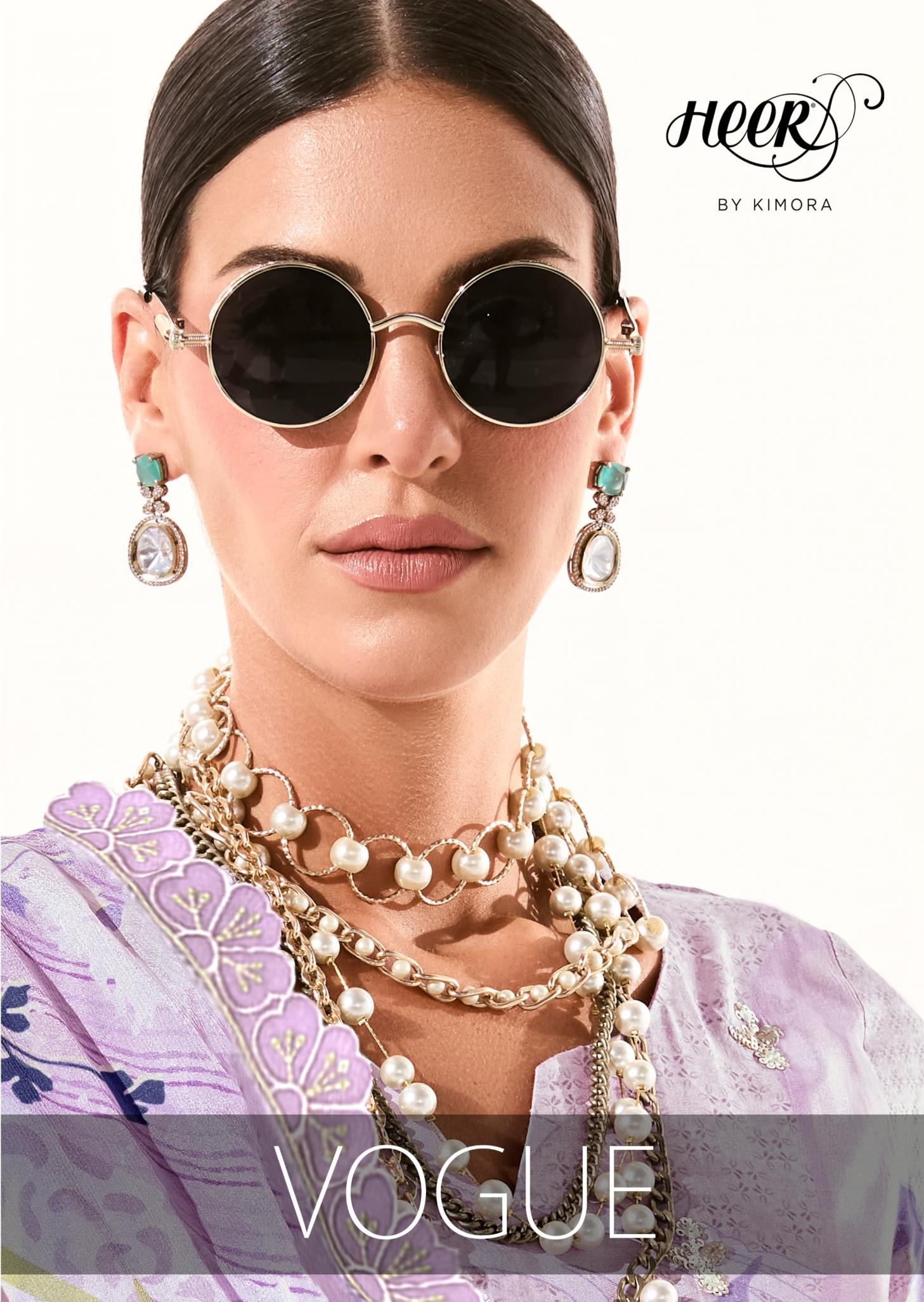 VOGUE VOL 218 BY HEER KIMORA MUSLIN UNIQUE UNSTITCH 3PCS DRESS