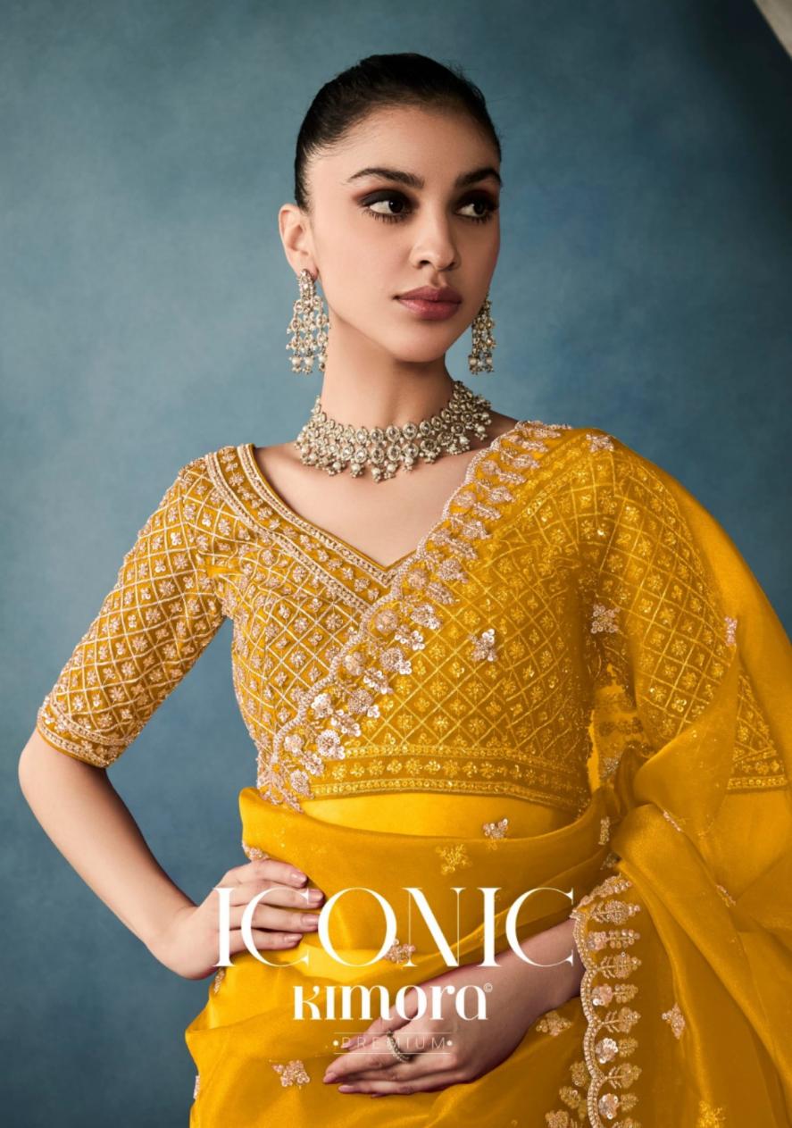 KIMORA ICONIC 5421 NET ORGANZA CLASSIC SAREES FOR WOMENS 