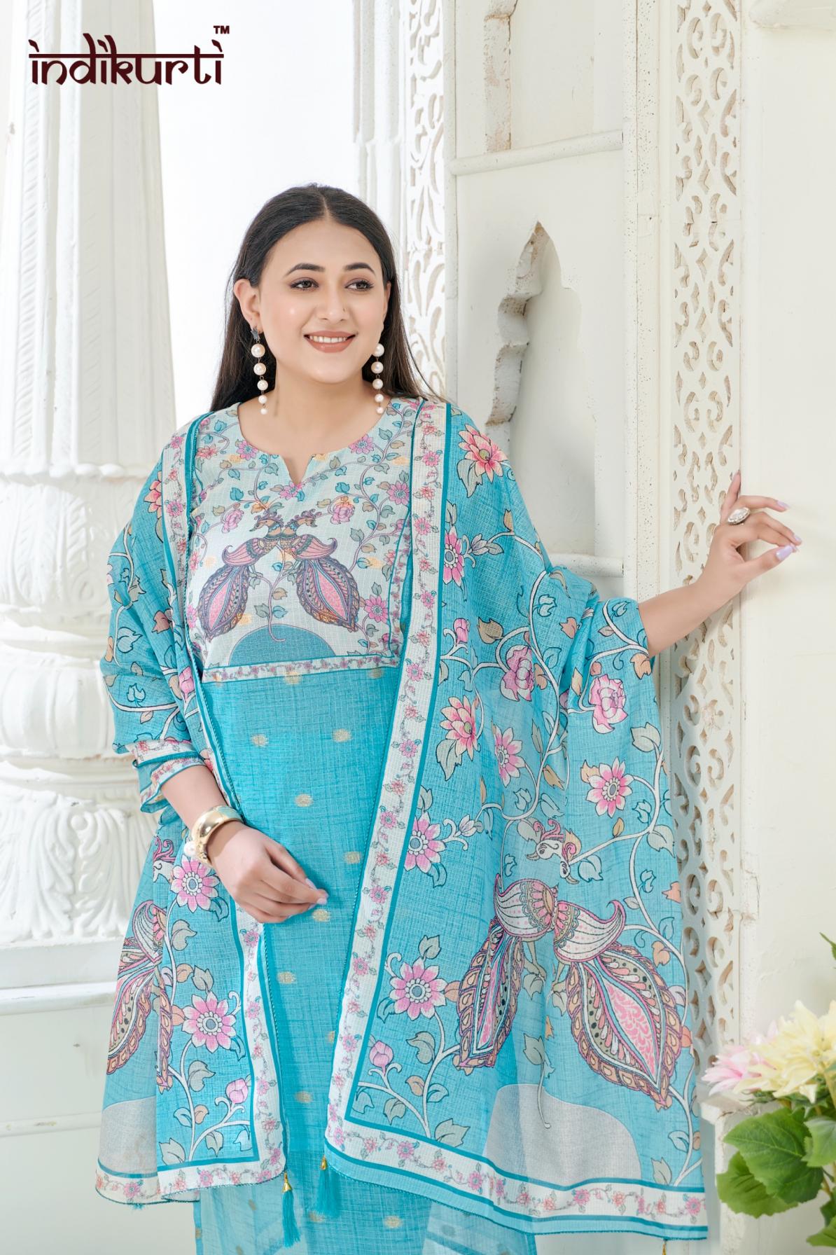 SHIVANI VOL 5 BY INDIKURTI KOTA CHEX JACQUARD FULL STITCH COMBO 3PCS DRESS