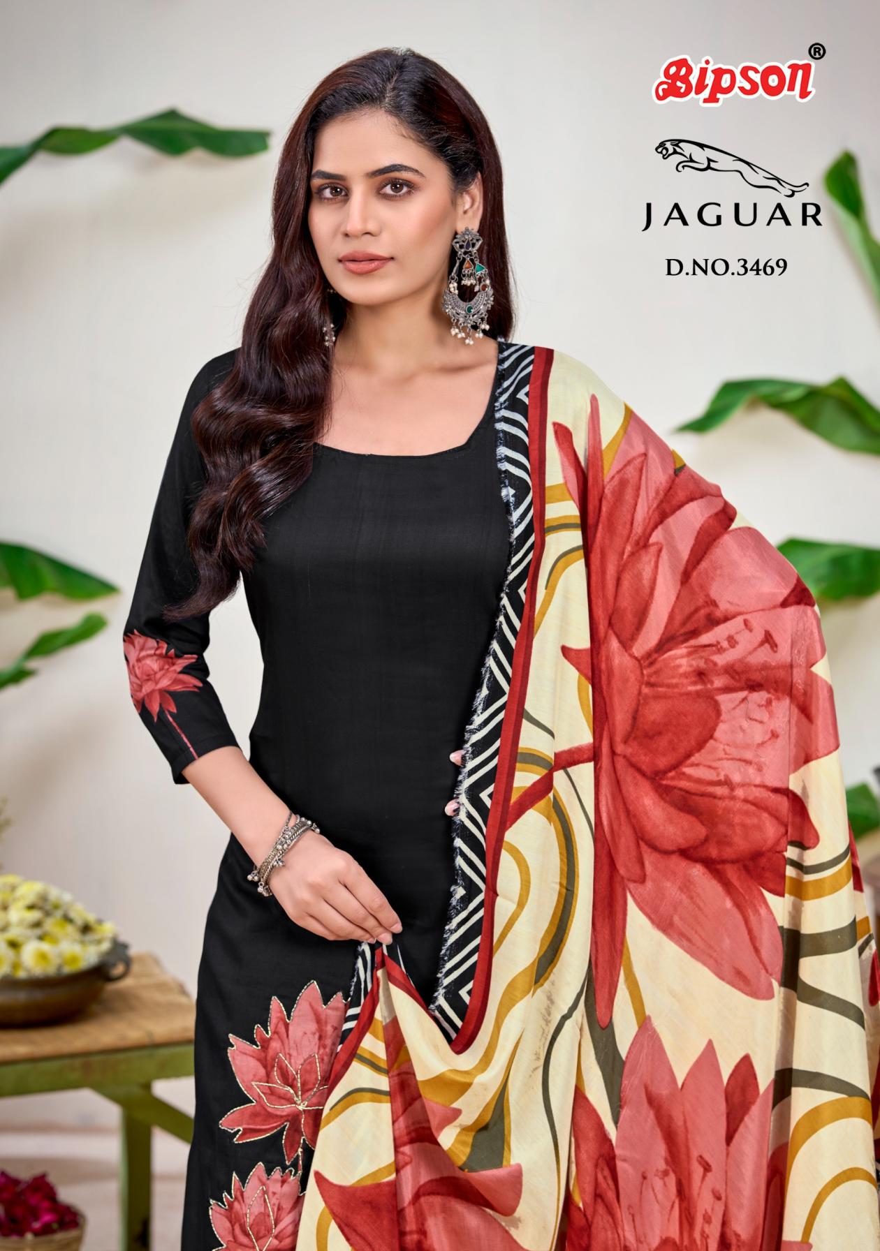 JAGUAR 3469 BY BIPSON PRINT PVT PLT UNSTITCH 3PCS DRESS