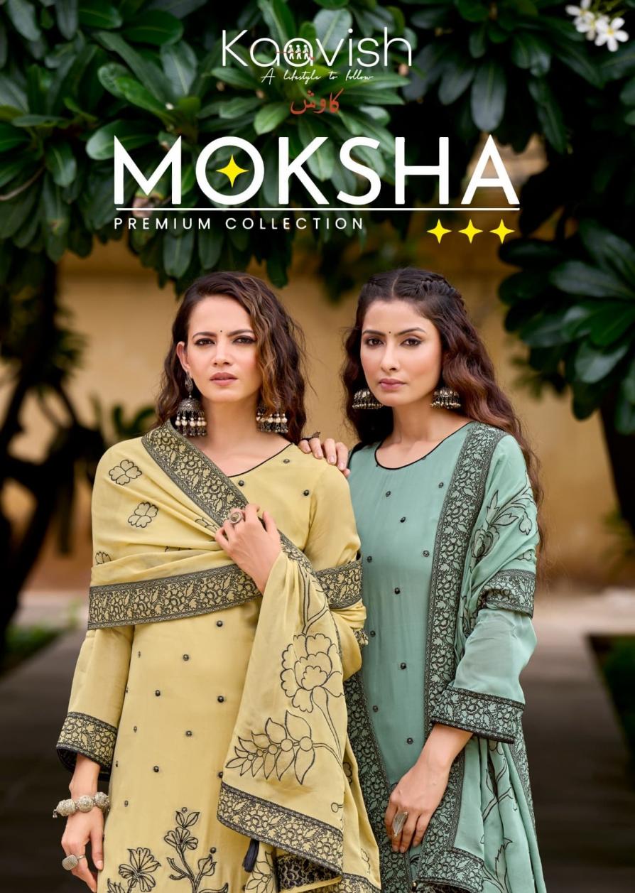 MOKSHA BY KAAVISH MUSLIN SILK AMAZING HANDWORK UNSTITCH SUIT