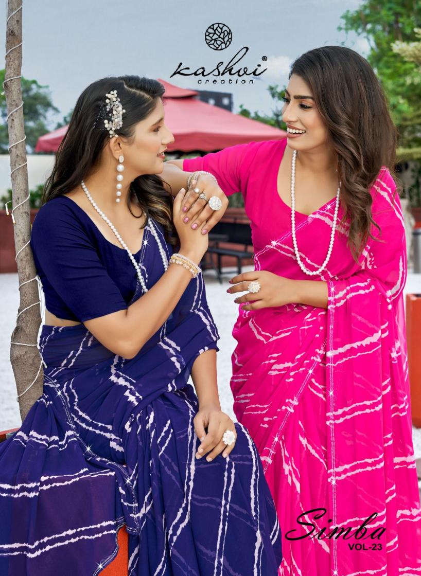 SIMBA VOL 23 BY KASHVI CREATION GEORGETTE LAHARIYA PRINT SAREES 