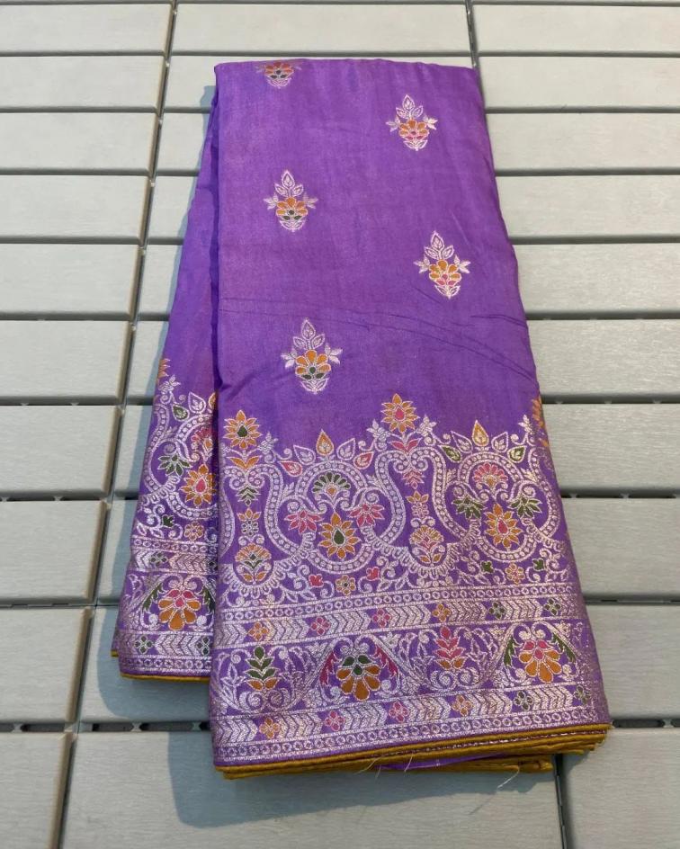 KC 323 COLOUR ADDITIONS RUSSIAN SILK MEENAKARI WEAVING SAREES 