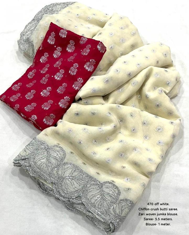 KC 470 CHIFFON CRUSH DESIGNER SAREE WHOLESALER 