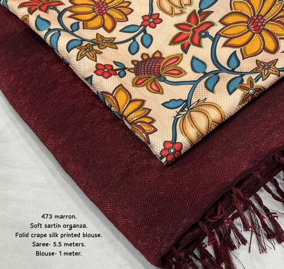 KC 473 POPULAR DESIGN SARTIN ORGANZA SAREES ONLINE 