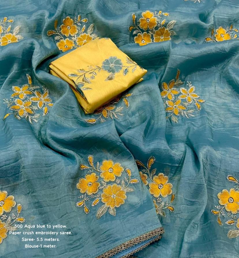 KC 500 PAPER CRUSH HIT DESIGN STYLISH SAREES ONLINE 
