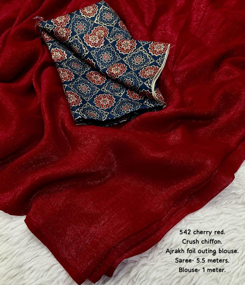 KC 542 AMAZING CRUSH CHIFFON SAREES 