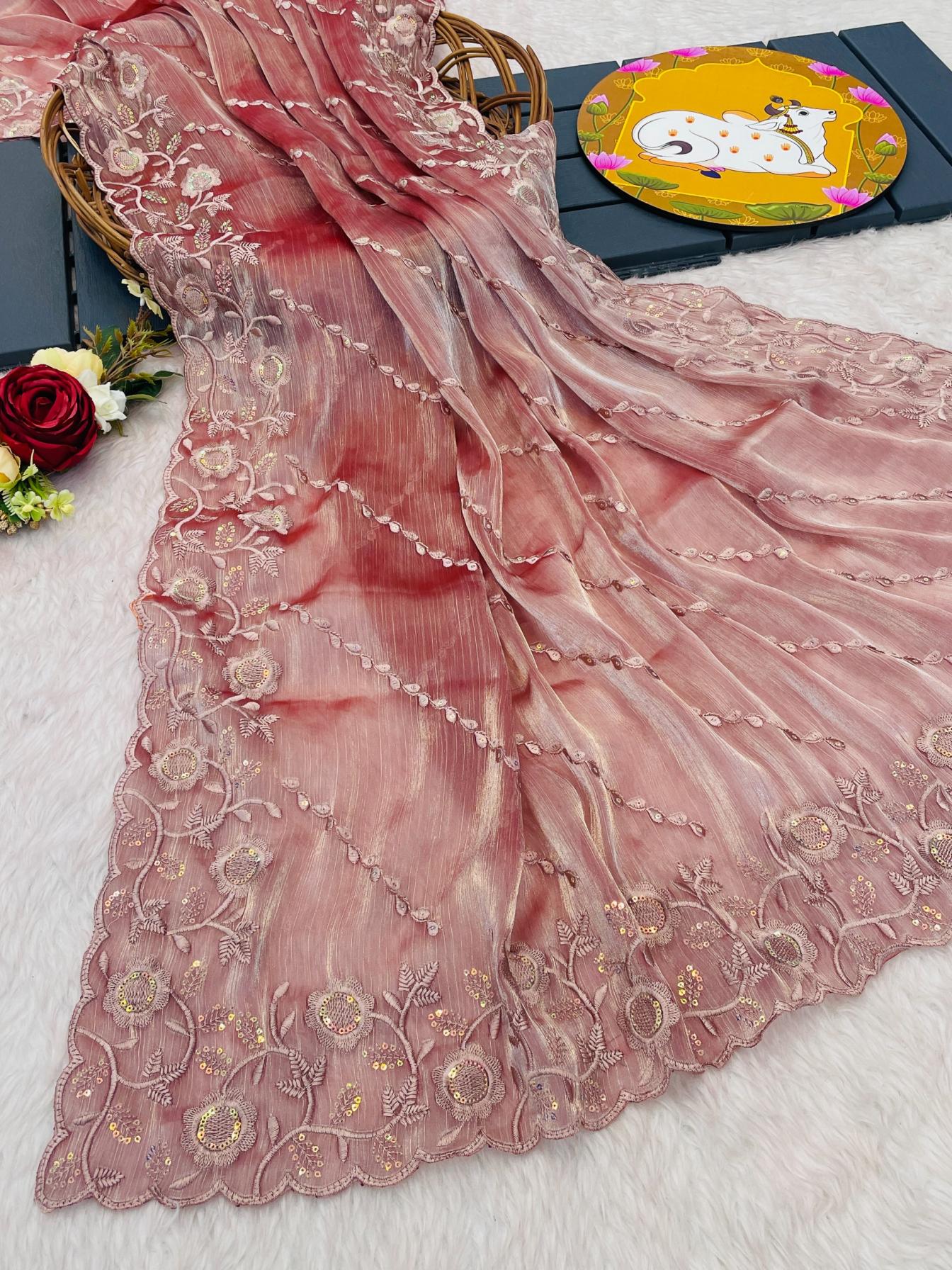 KC 659 BURBURRY TRADITIONAL DESIGN SAREE FOR WOMENS 