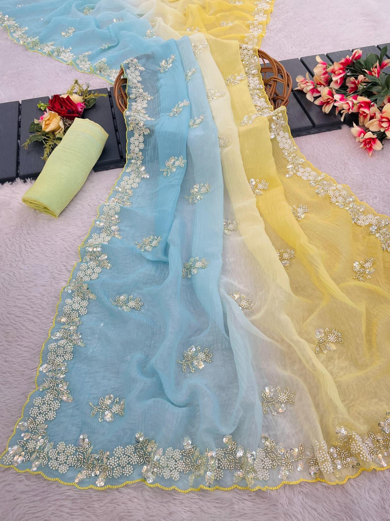 KC 879 EXCLUSIVE DESIGN PIXEL CRUSH SAREES ONLINE 
