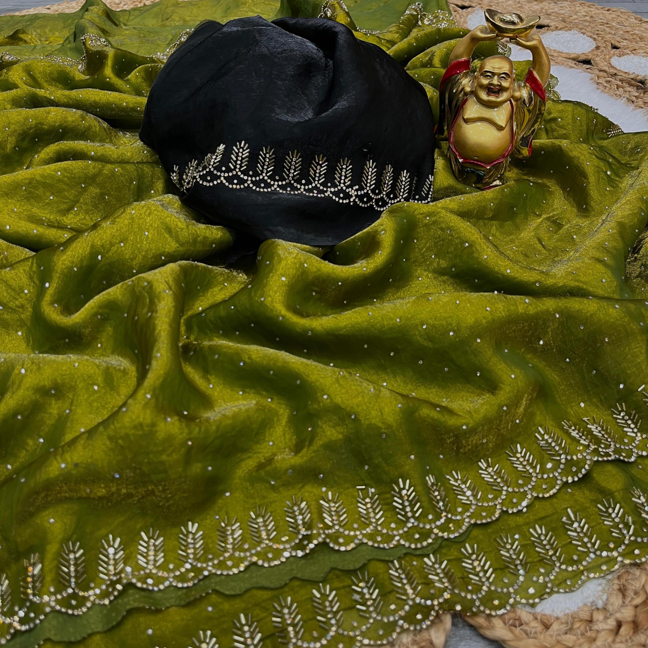 KC 929 SILK JARKHAN DIAMOND WORK DESIGNER SAREE ONLINE 